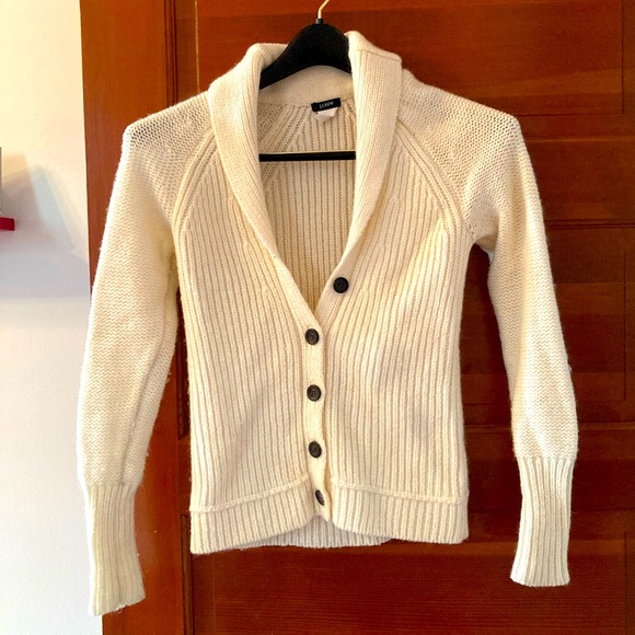 JCrew Cream Wool Button Sweater size XS - Picture 1 of 3